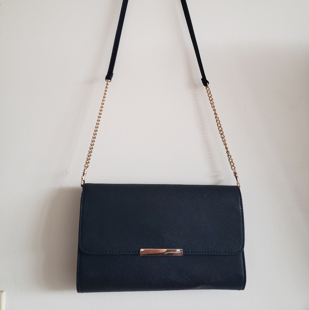 H&M evening purse in black with gold detail